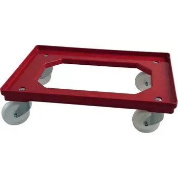 PLASTOVÝ VOZÍK S POLYAMIDOVÝMI KOLY PRŮM. 100 MM ROZM. 610 X 410 X 150 MM ČERVENÝ