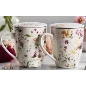 Hrnek porcelánový 360ml BALI se sítkem, mix 2 vzorů