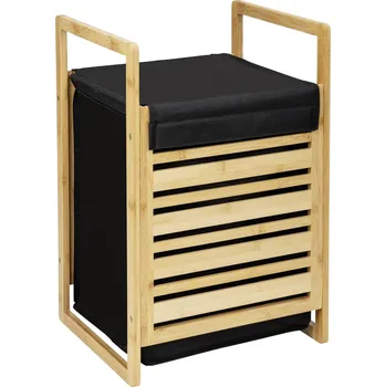 Koš na prádlo Bambusový koš na prádlo, černý, ECORI, WENKO