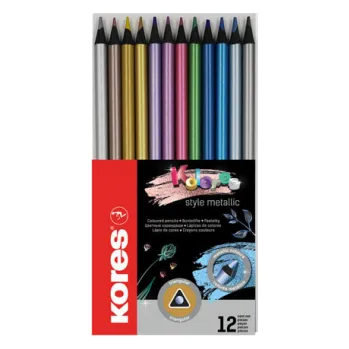 Kresba Pastelky Kores METALLIC trojhranné / 12 barev