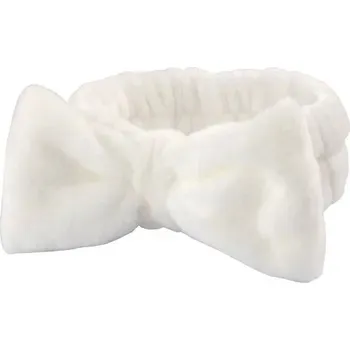 Čelenka Retro látková čelenka na make-up | vlasový doplněk, čelenka pro ženy - bílá mašle