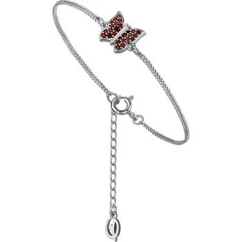 Náramek Stříbrný náramek s českým granátem, rhodiovaný - zvíře - motýl