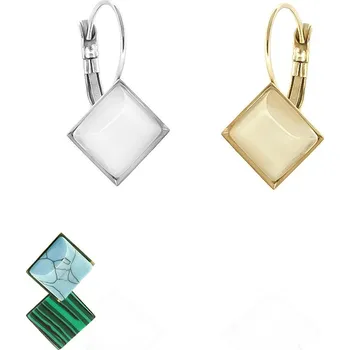 Náušnice Náušnice z chirurgické oceli Mosaic - Zelená / Nerez RL