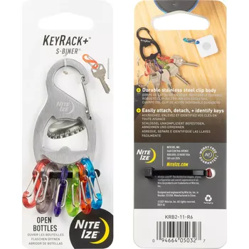 Nite Ize KeyRack+ stříbrná + S-Biner barevné (Klíčenka Nite Ize KeyRack+ S-Biner Stainless Steel)