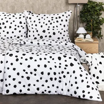 Povlečení 4Home Bavlněné povlečení Dalmatin černobílá, 140 x 200 cm, 70 x 90 cm, bílá + černá