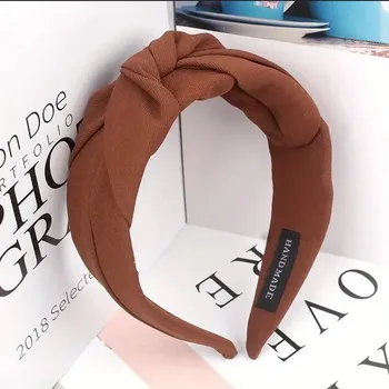 Čelenka Dámská široká látková čelenka | Vlasové doplňky - Tmavá káva