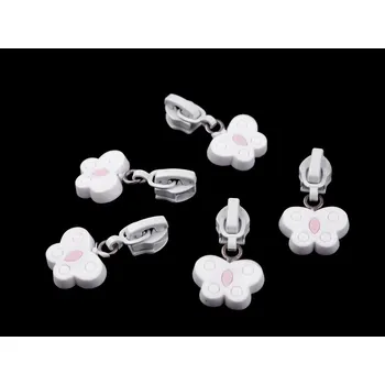 Zip Výprodej - Jezdec ke spirálovým zipům No 6 motýl - bílá 50ks Varianta: 1 bílá, Balení: 50 ks