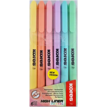 Kancelářské potřeby Zvýrazňovač Kores High Liner Pastel / sada 6 ks