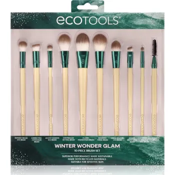 EcoTools Winter Wonder Glam kartáček na řasy a obočí 1 ks + štětec na oční linky 1 ks + štětec na obočí 1 ks + velký štětec na oční stíny 1 ks + štětec na tvář 1 ks + plochý štětec na make-up 1 ks + štětec na pudr 1 ks + malý štětec na oční stíny 1 ks + š