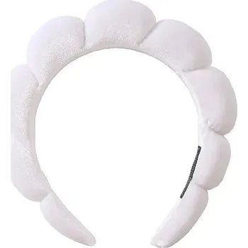 Čelenka Retro látková čelenka na make-up | vlasový doplněk, čelenka pro ženy - pleuche-bílá