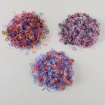 Barevné gumičky do vlasů pro děti | vlasové gumičky, dětské vlasové doplňky 1500 ks - černá růžová modrá H