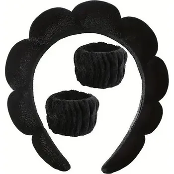 Čelenka Retro látková čelenka na make-up | vlasový doplněk, čelenka pro ženy - pleuche-černý
