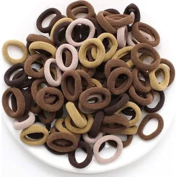 Barevné elastické vlasové gumičky pro dívky | vlasové doplňky | gumičky do vlasů 200 ks - káva smíchaná