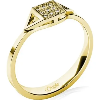 Prsten Originální prsten Kostka, žluté zlato se zirkony, vel. 54, prům. 17.2 mm, 585-66-1-0289.0Z00.0.54.001