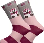 Dětské merino ponožky s medvědem 31-33 růžové