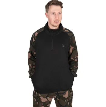 Rybářské oblečení Fox Mikina LW Black Camo QTR Zip XXXL