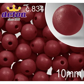 Dětské navlékací korálky Korálky dřevěné 1175 velikost pr.10mm.Barva 834 vínová. Balení 15 kusů v sáčku.