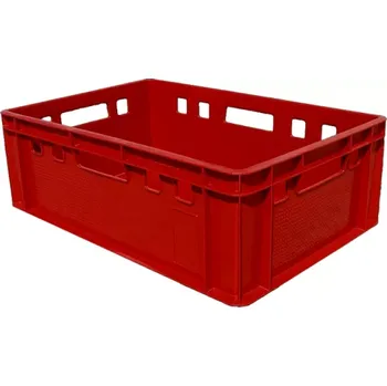 Přepravka na jídlo PLASTOVÁ PŘEPRAVKA NA MASO A DRŮBEŽ 600 x 400 x 200 MM, ČERVENÁ, TYP E-2