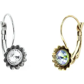 Náušnice Náušnice z nerezové oceli Blooming Crystal - Čirá / Light Gold RL