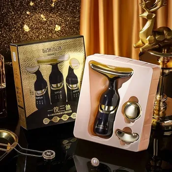 Masážní přístroj Masáž obličeje a krku pro lifting pleti | masážní přístroj - 3v1 černá