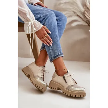 Dámské polobotky Dámské Polobotky Z Přírodní Kůže Maciejka 06177-04 Barva: Béžová, Velikost: 41