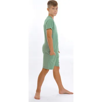 Chlapecké pyžamo Dendy Chlapecký overal pyžamový krátký Mint Velikost: 140