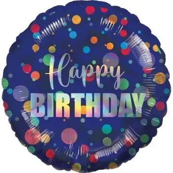 Balónek Amscan Fóliový balónek Happy Birthday puntíky