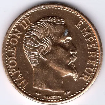 Sběratelství 34 - FRANCIE. Napoleon III. 20 franků 1857. Kopie, eloxovaný hliník.