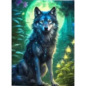 Diamantové malování Diamantové malování/Huacan - Vlk v kouzelné zahradě