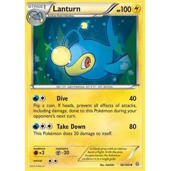 Sběratelská karetní hra Pokémon PRC 058/160 Lanturn - Primal Clash Stav: Excellent, Verze: NORMAL