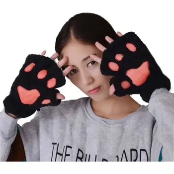 Rukavice Dámské kočičí plyšové rukavice | teplé rukavice | ochrana rukou do zimy | 1pár - černá