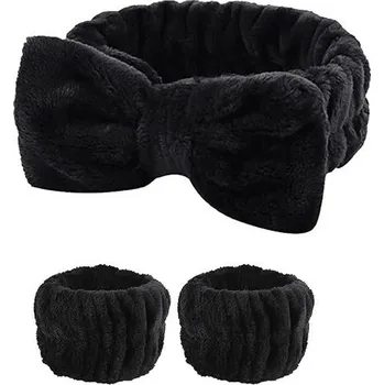 Čelenka Retro látková čelenka na make-up | vlasový doplněk, čelenka pro ženy - černá 3ks