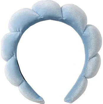 Čelenka Retro látková čelenka na make-up | vlasový doplněk, čelenka pro ženy - pleuche-světle modrá