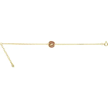 Náramek Stříbrný náramek s českým granátem, zlacený - uzel