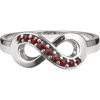 Prsten Stříbrný prsten s českým granátem, rhodiovaný - nekonečno Velikost: 60