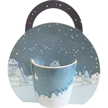 Hrnek porcelánový VÁNOČNÍ MĚSTO MODRÉ, 300ml, HOME ELEMENTS