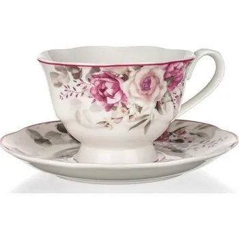 Banquet Keramický šálek s podšálkem Rose 220 ml růžová