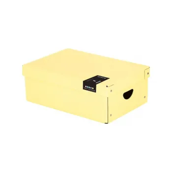 Archivační box Krabice úložná lamino PASTELINi - žlutá / 35,5 x 24 x 9 cm