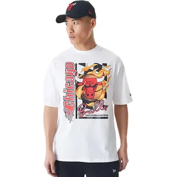 tričko New Era Flame Print OS NBA Chicago Bulls - White/Faded Red L