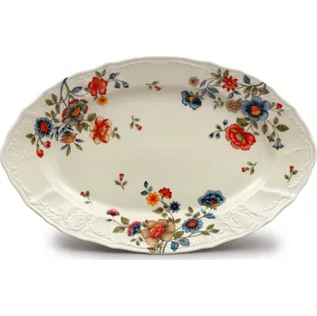 Thun 1794 Bernadotte, mísa oválná, 36 cm, slonová kost, květiny, Thun