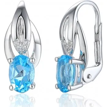 Náušnice Gems, Diamantové náušnice Marjorie, bílé zlato s brilianty a modrými topazy (blue topazy), 585-38-3-4683.1B00.0.00.HSI.603.08