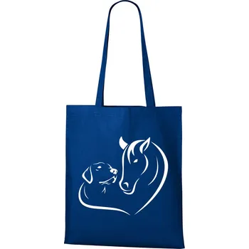 Plátěná taška Srdce kůň a pes, Barva Modrá, Velikost 40×45 cm, Canvas Nákupní taška Bezvatriko.cz 0881