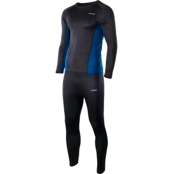 Set pánského termoprádla HI-TEC Kamo Set termoprádlo - pánské funkční triko a kalhoty Barva: black/poseidon, Velikost: XL
