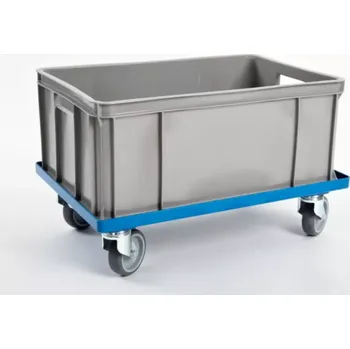 PLASTOVÝ VOZÍK S MŘÍŽKOU A GUMOVÝMI KOLY ROZM. 620 X 420 X 150 MM MODRÝ