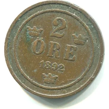 ŠVÉDSKO. 2 öre 1892.