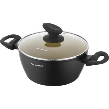 Hrnec Florina Hliníkový hrnec s poklicí AmVeganby Mateusz Gessler, 20 cm, 2,1 l, pr. 20 cm, černá