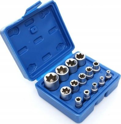 SATRA Sada nástrčných hlavic E-TORX (E4 – E24) – 14 ks, Cr-V ocel