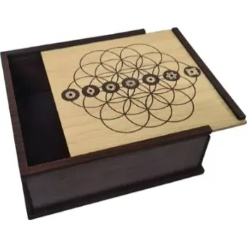 Dárková krabička Magická krabička dřevěná - Květ života s čakrami