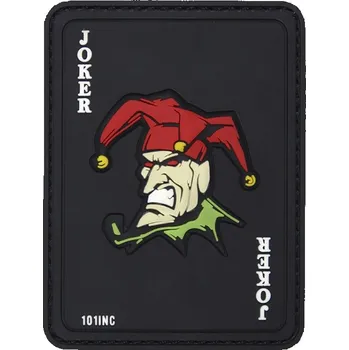 Nášivka 101. INC Nášivka Joker (žolík) černý 3D PVC suchý zip