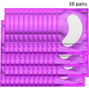 Gelové podložky pod oči pro aplikaci řas | Gelové polštářky, kosmetické potřeby 50x2 ks - 50KS-fialová